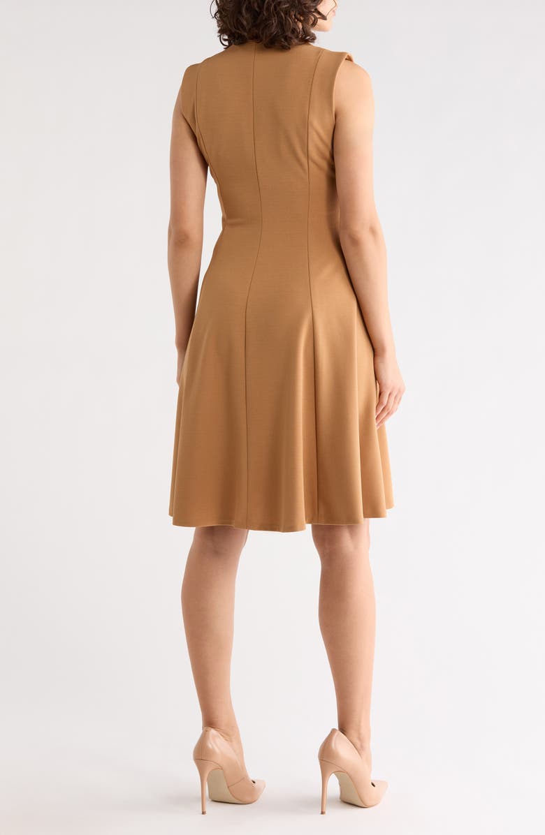 Calvin Klein Sleeveless Zip Front Fit & Flare Dress, Alternate, color, Luggage