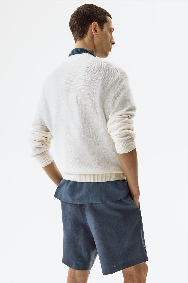 Relaxed Fit Linen Shorts, Alternate, color, Dark dusty blue