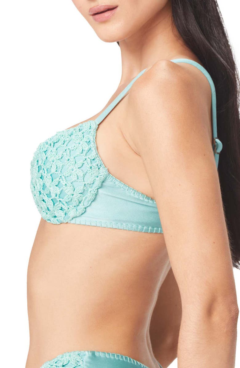 Capittana Savanah Floral Crochet Bikini Top, Alternate, color, Blue