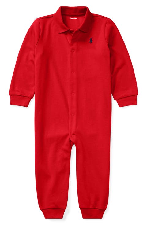 Solid Cotton Interlock Polo Romper (Baby)