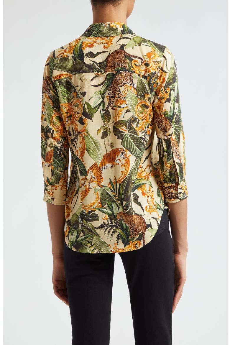 Camille Print Button-Up Shirt, Alternate, color, ECRU MULTI ROCOCO JUNGLE