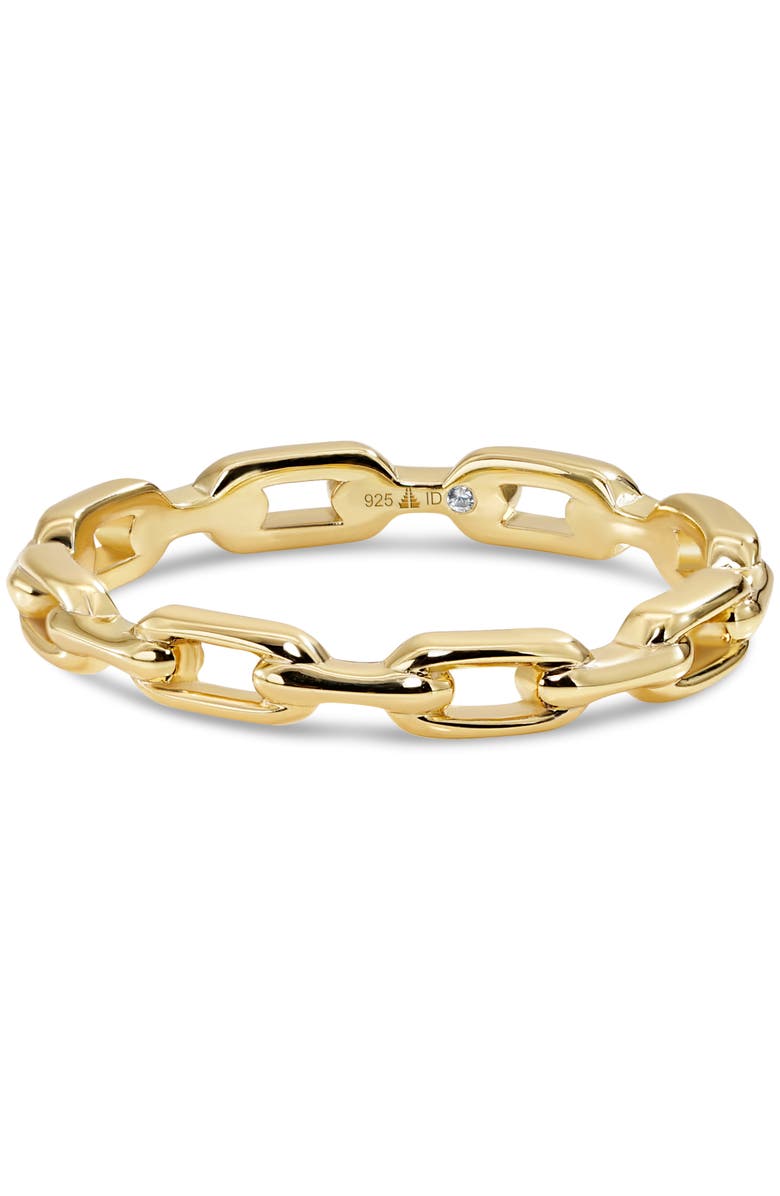 DEVATA Cable Link Ring in Gold Plated Sterling Silver, 3mm, Main, color, Yellow Gold