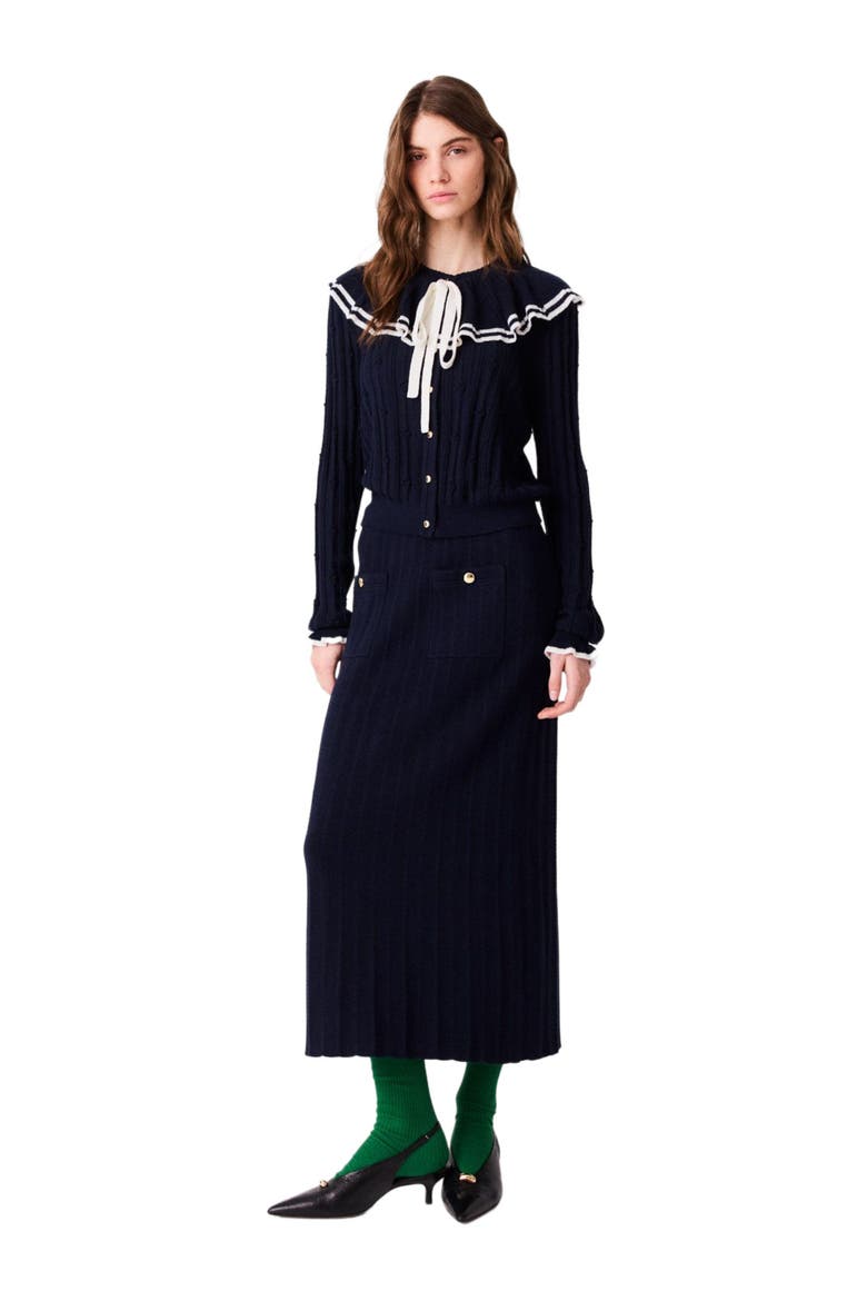 Layered cape cardigan, Alternate, color, Navy