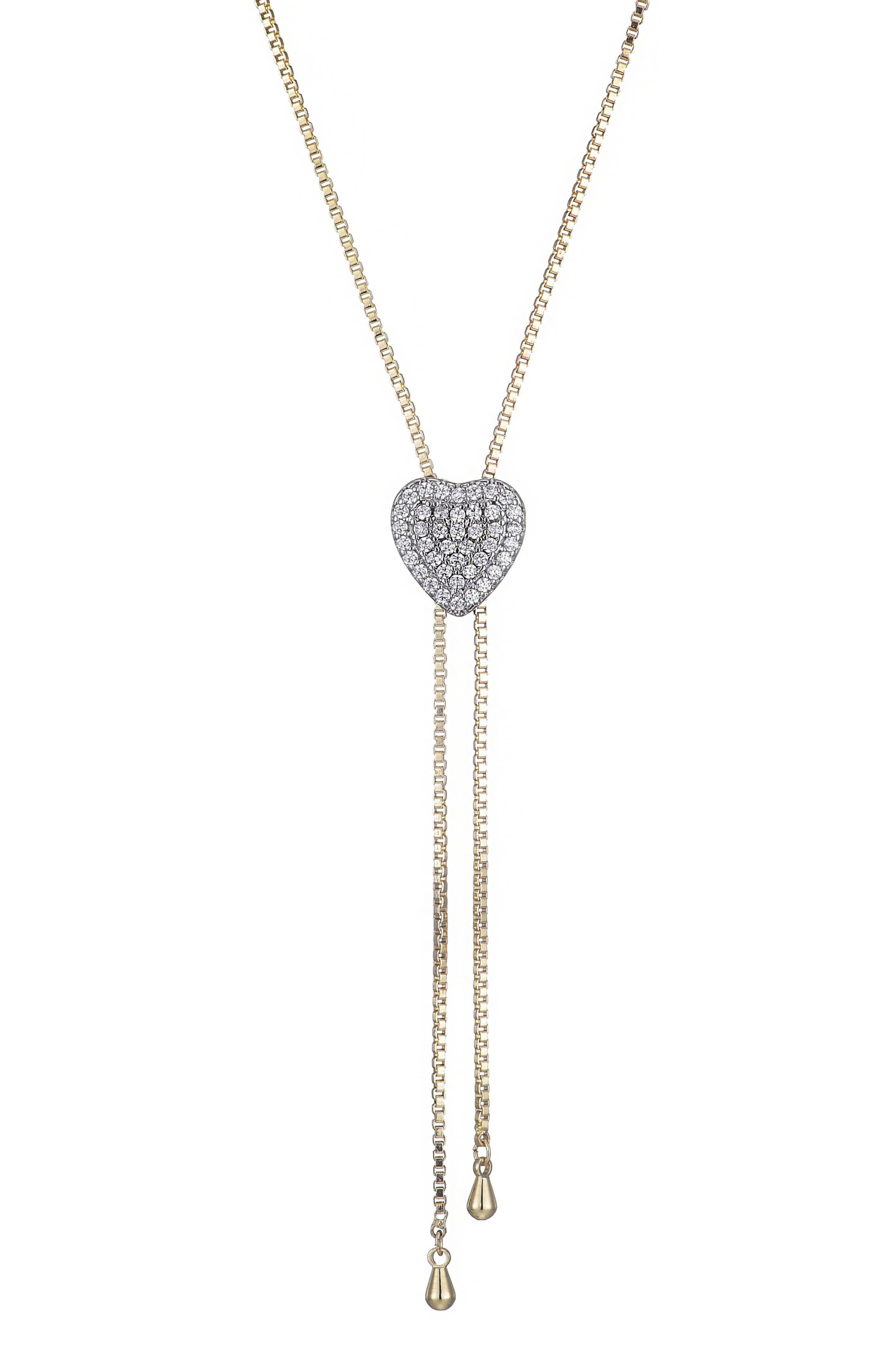 Adornia Cubic Zirconia Heart Bolo Necklace