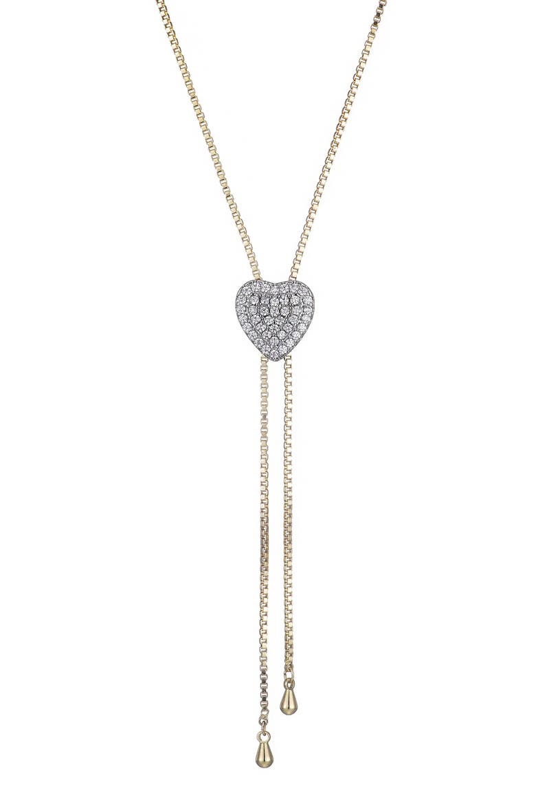 Cubic Zirconia Heart Bolo Necklace, Main, color, GOLD