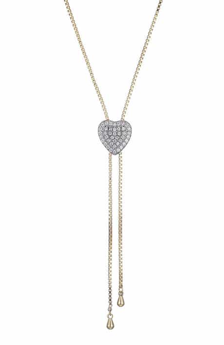 Adornia Cubic Zirconia Heart Bolo Necklace