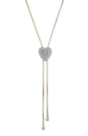 Adornia Cubic Zirconia Heart Bolo Necklace In Gold