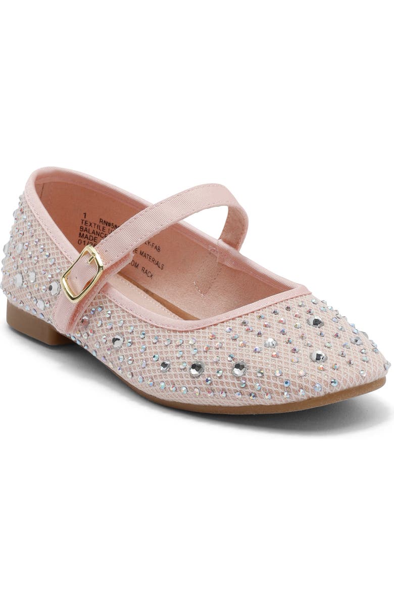 NORDSTROM RACK Kids' Rhinestone Mesh Mary Jane Flat, Main, color, Pink
