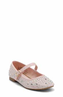 NORDSTROM RACK Kids' Rhinestone Mesh Mary Jane Flat