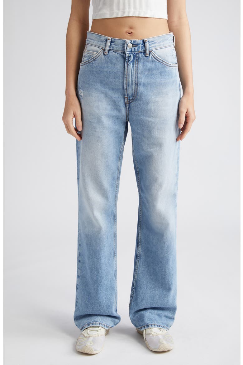 1977 Distressed High Waist Nonstretch Jeans, Main, color, LIGHT BLUE