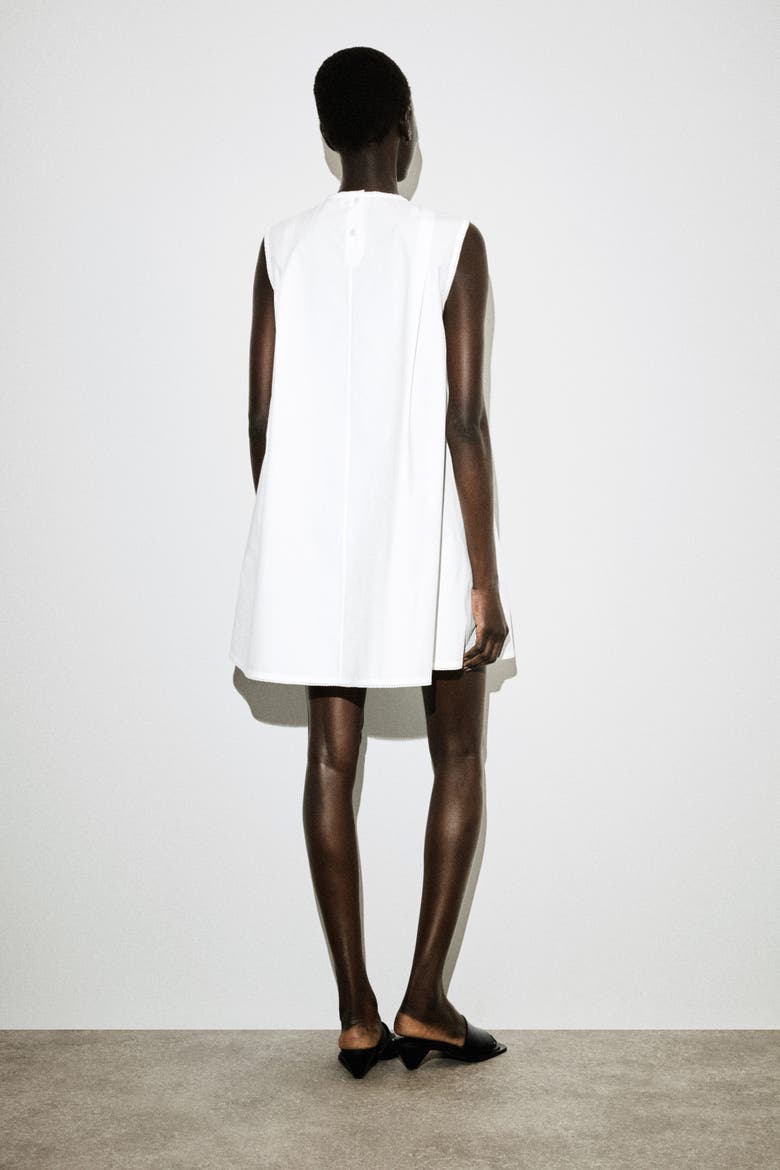 Picot-trimmed Pleated Mini Dress, Alternate, color, WHITE