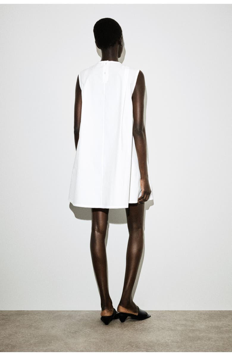 COS Picot-trimmed Pleated Mini Dress, Alternate, color, White
