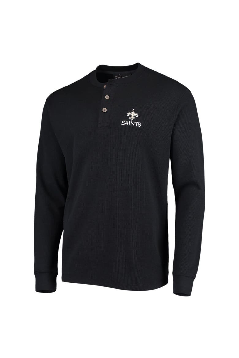 Men's Dunbrooke Black New Orleans Saints Logo Maverick Thermal Henley Long Sleeve T-Shirt, Alternate, color, Black
