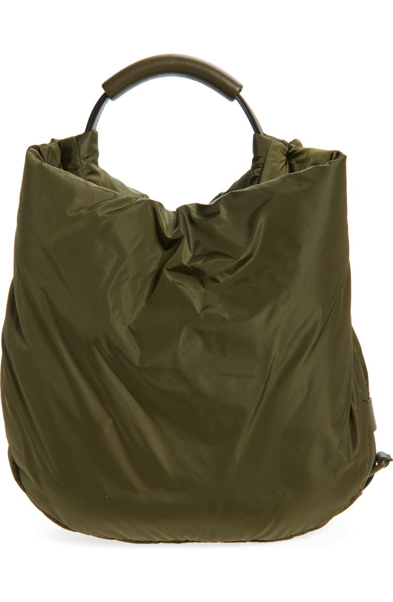 Moschino Handle Me Nylon Hobo Bag, Alternate, color, Military Green 85B On2
