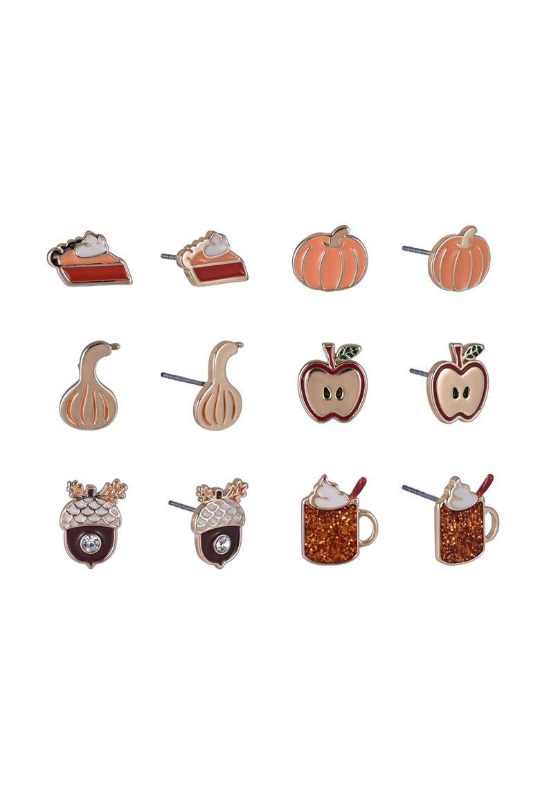 Fall Favorites 6 Pair Earring Set, Main, color, Orange