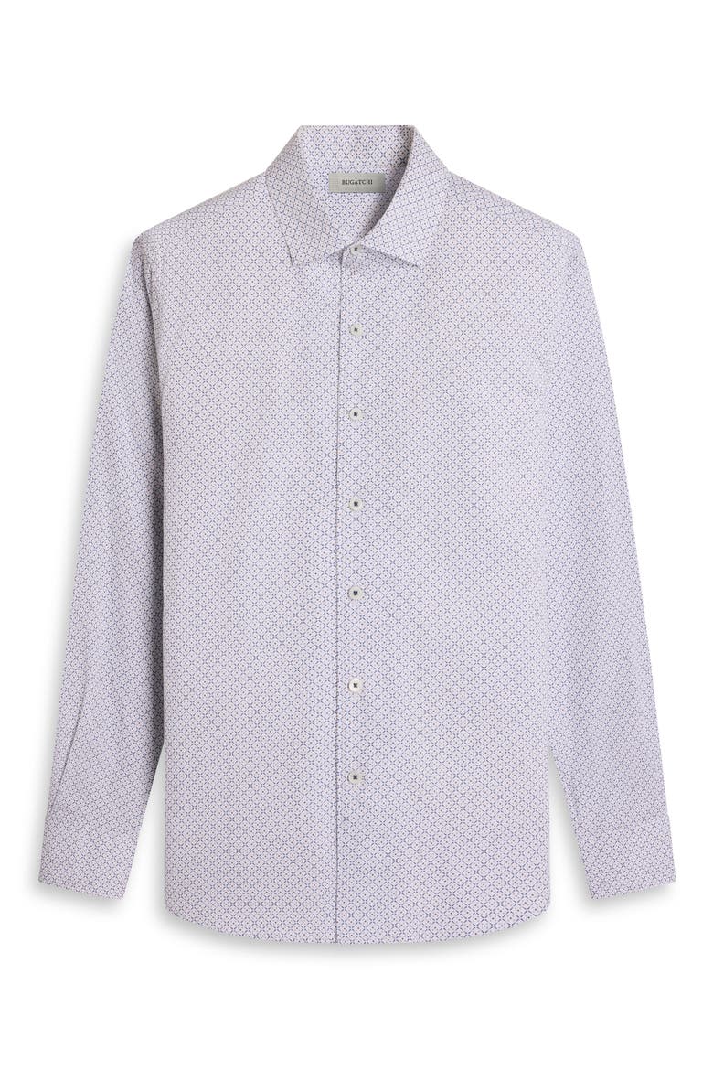 Alvin Shaped Fit Geo Print Button-Up Shirt, Alternate, color, WHITE