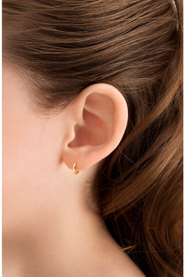 14K Gold Classic Tiny 9mm Huggie Hoop Earrings, Alternate, color, 14K Yellow Gold