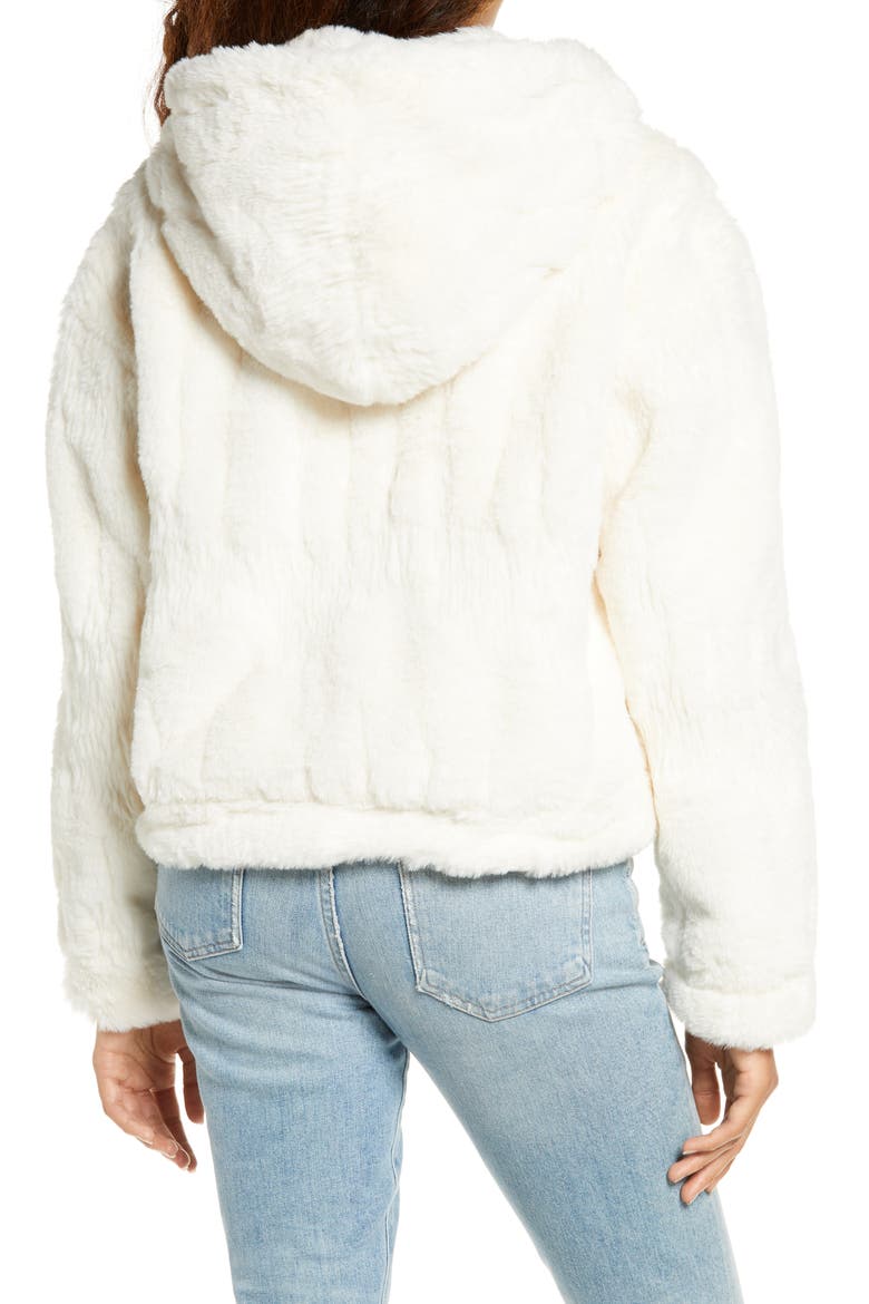 Mandy Faux Fur Hooded Jacket, Alternate, color, CREAM