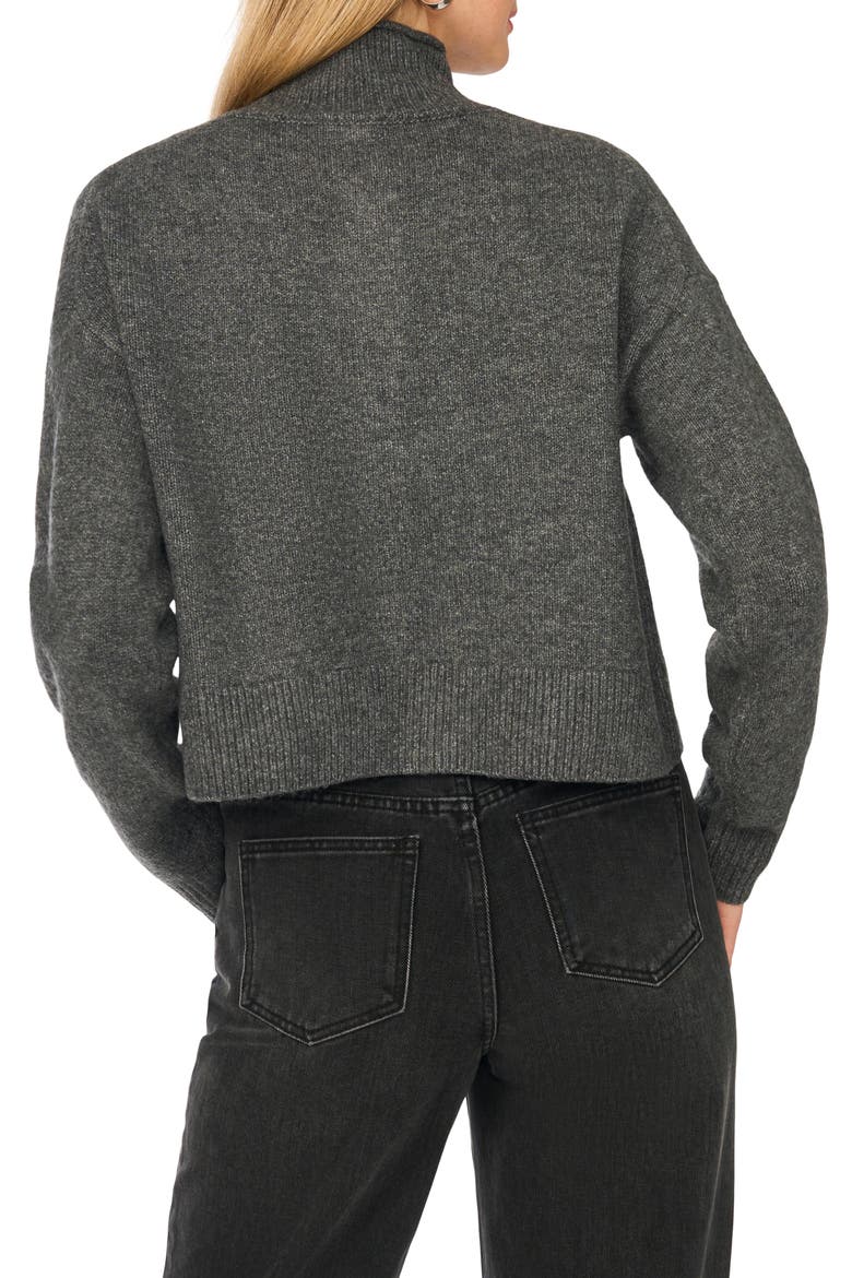 Button Mock Neck Cardigan, Alternate, color, MEDIUM HEATHER GREY