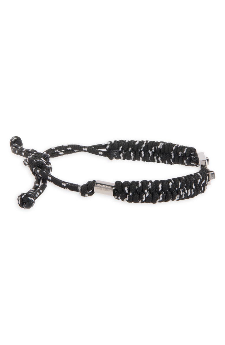 Balenciaga Saint Germain Braided Bracelet, Alternate, color, Black/ White/ Silver