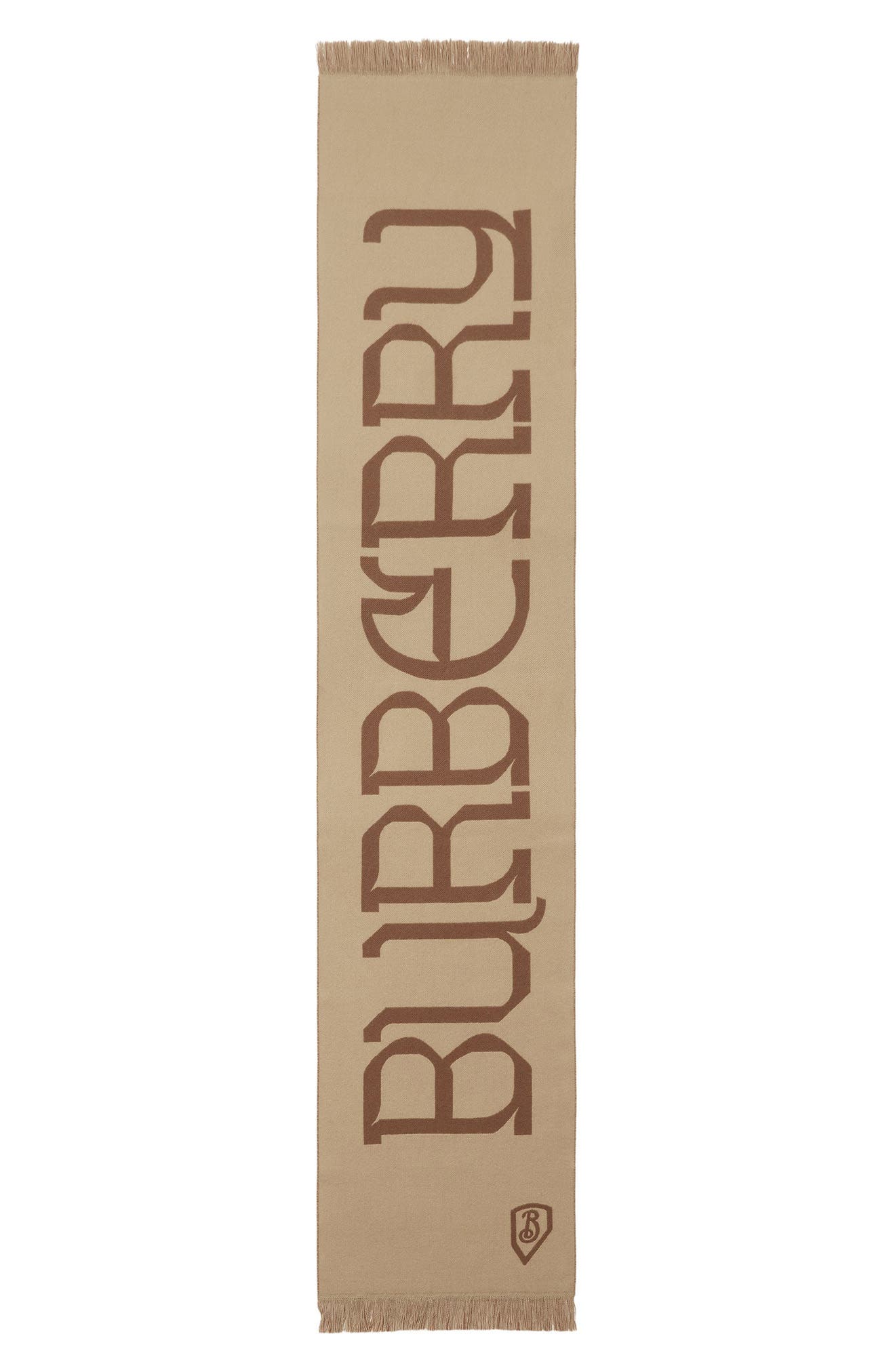 Burberry Logo Wool Scarf In Sand