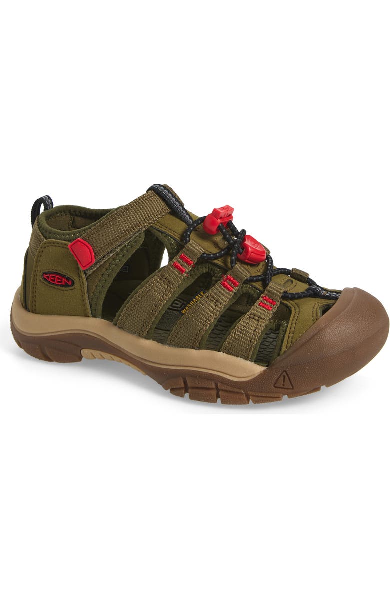 KEEN Kids' Newport H2 Water Friendly Sandal, Main, color, Martini Olive/ Aura Orange