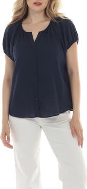 RAIN AND ROSE Button Front Short Sleeve Top