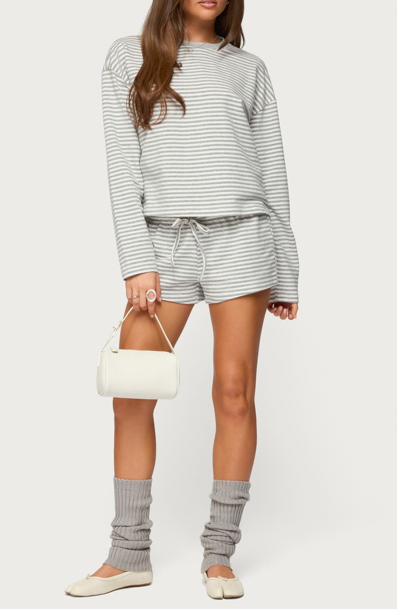 EDIKTED Jainee Stripe Long Sleeve Top, Alternate, color, Gray-Melange