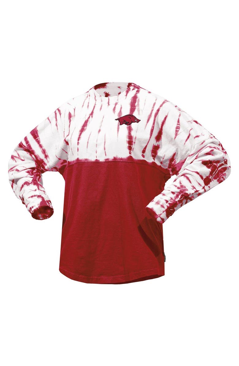 SPIRIT JERSEY Women's Cardinal Arkansas Razorbacks Tie-Dye Long Sleeve Jersey T-Shirt, Alternate, color, Cardinal