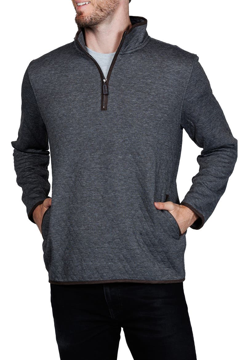 Quilted Quarter Zip Pullover, Alternate, color, CHARCOAL