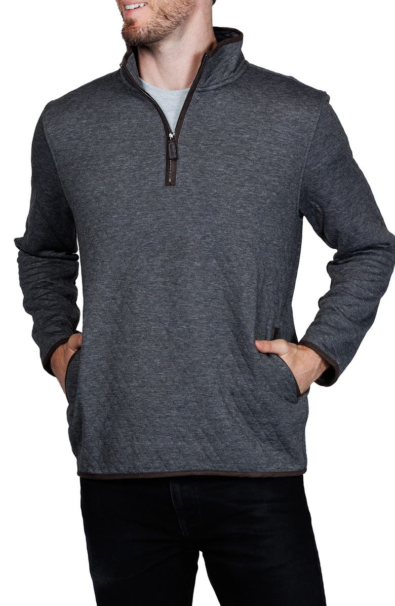 TailorByrd Quilted Quarter Zip Pullover, Alternate, color, Charcoal
