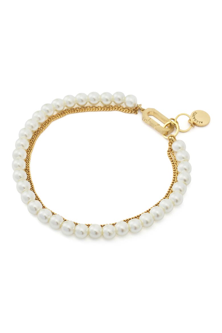 Multilayer Faux Pearl & Chain Bracelet, Alternate, color, PEARL/ VINTAGE GOLD