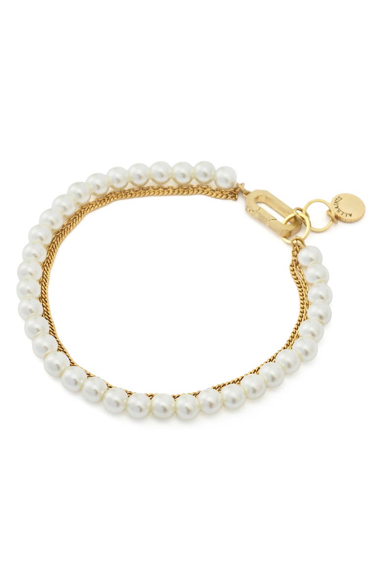 AllSaints Multilayer Faux Pearl & Chain Bracelet, Alternate, color, 