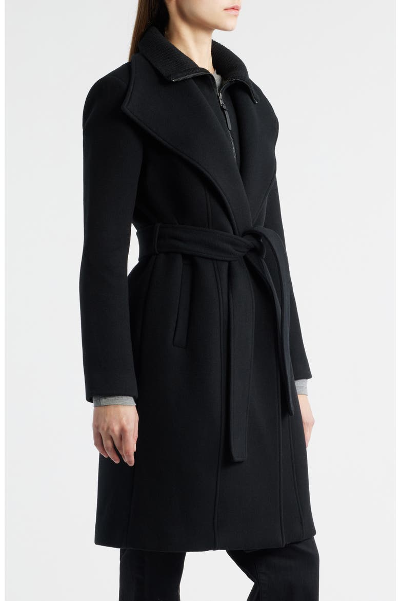 Norita Belted Double Face Wool Coat with Wool Blend Bib (Women