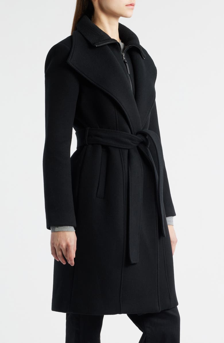 Mackage Norita Belted Double Face Wool Coat with Wool Blend Bib, Alternate, color, Black