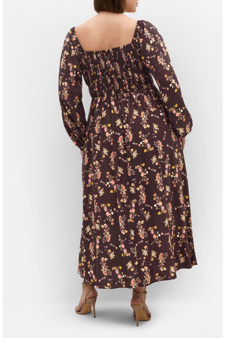 Abbigail Floral Print Long Sleeve Maxi Dress, Alternate, color, COCOA BLOOM