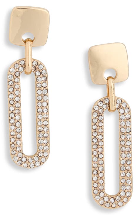 Pavé Crystal Chain Drop Earrings