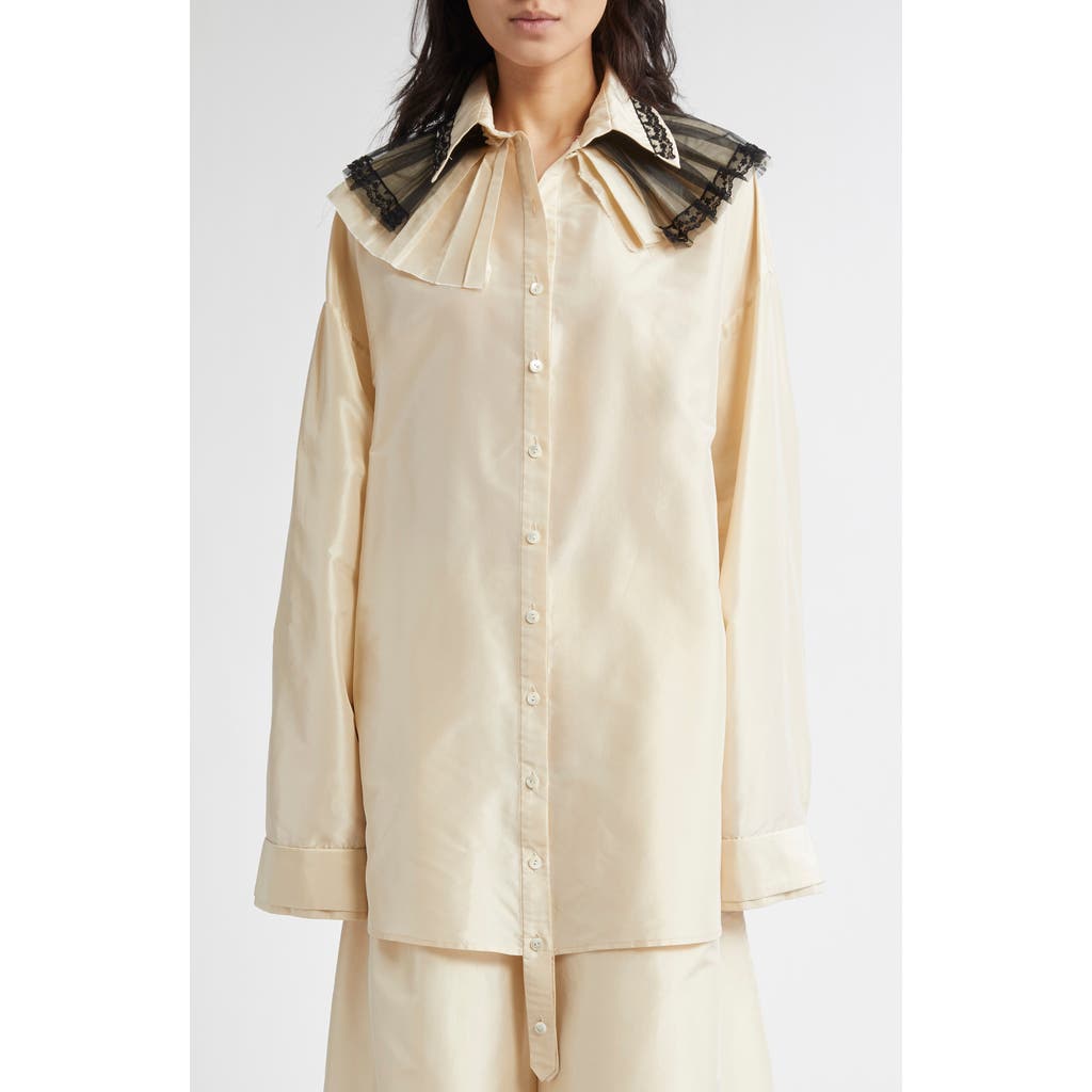 MERUERT TOLEGEN MERUERT TOLEGEN TULLE TRIM OVERSIZE TAFFETA SHIRT