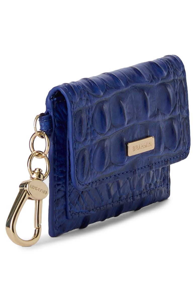 Brahmin Ricki Croc Embossed Leather Card Case, Alternate, color, Blue Alden Road