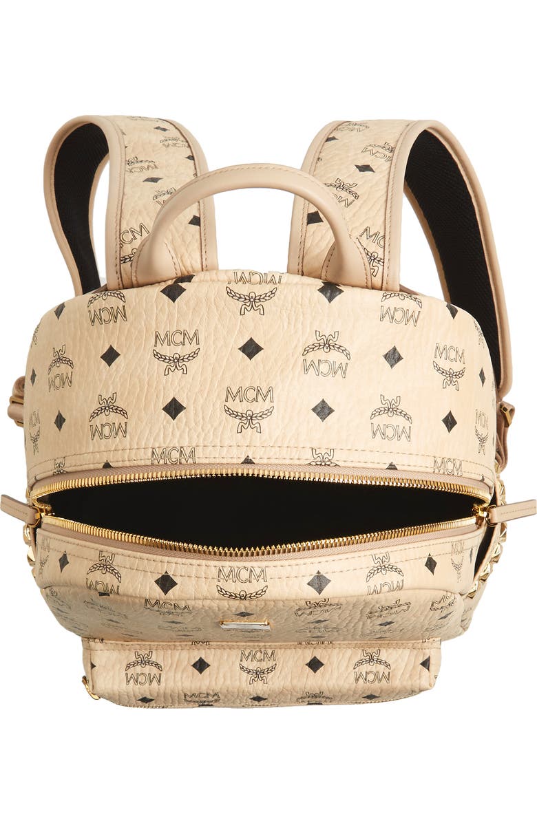 MCM Medium Stark Visetos Studded Backpack, Alternate, color,