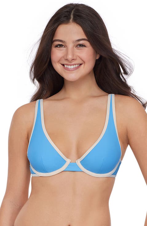 Adjustable Plunge Underwire Bikini Top with Contrast Binding