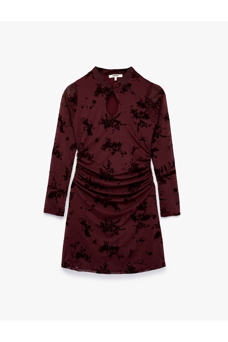 Floral Tulle Mini Dress, Alternate, color, BORDEUX