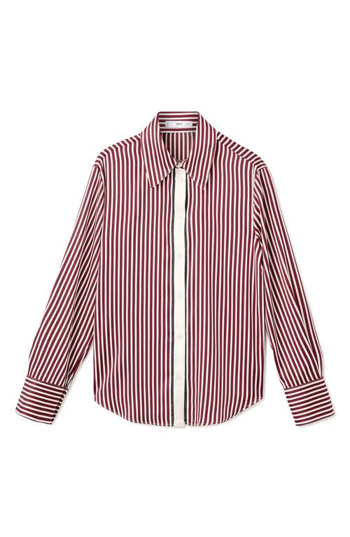 Mango Combined Stripe Button-up Shirt In Burgundy