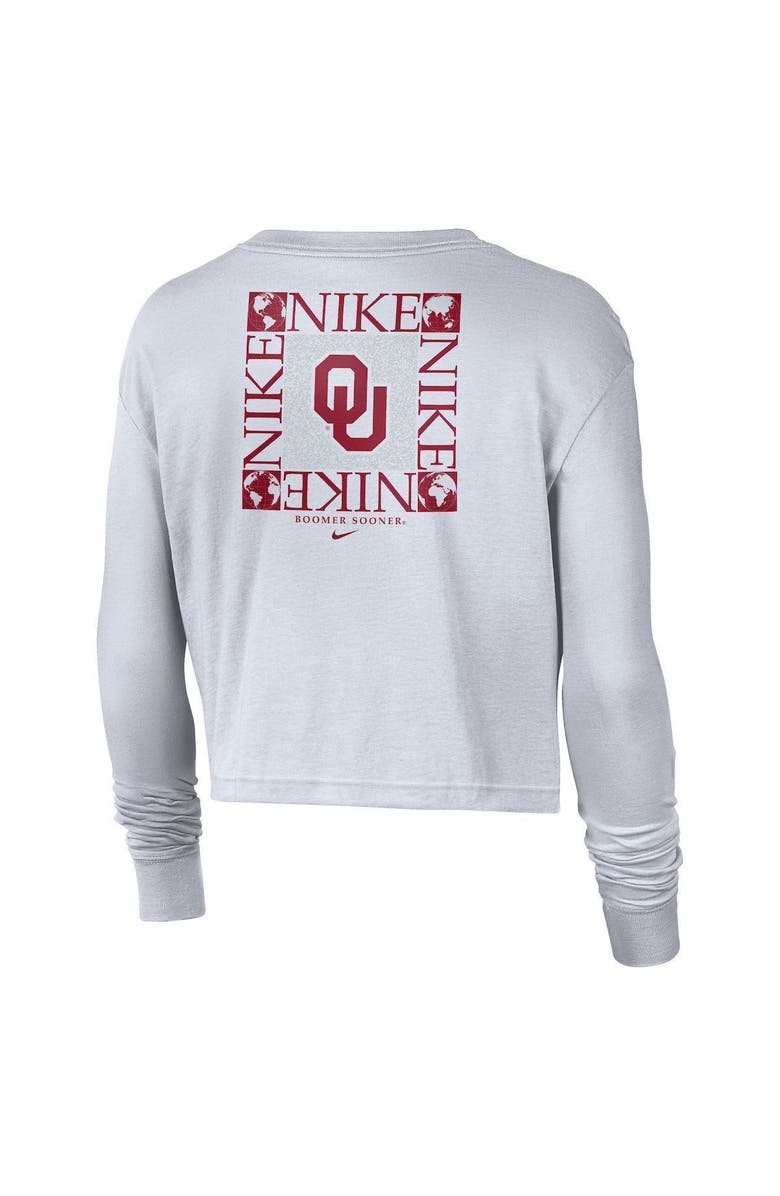 Nike Women's Nike White Oklahoma Sooners Seasonal Cropped Long Sleeve T-Shirt, Alternate, color,