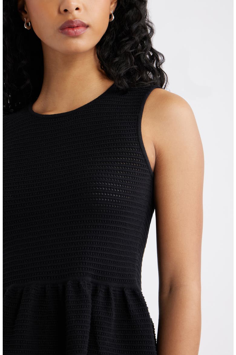 Open Stitch Peplum Sweater Tank, Alternate, color, BLACK