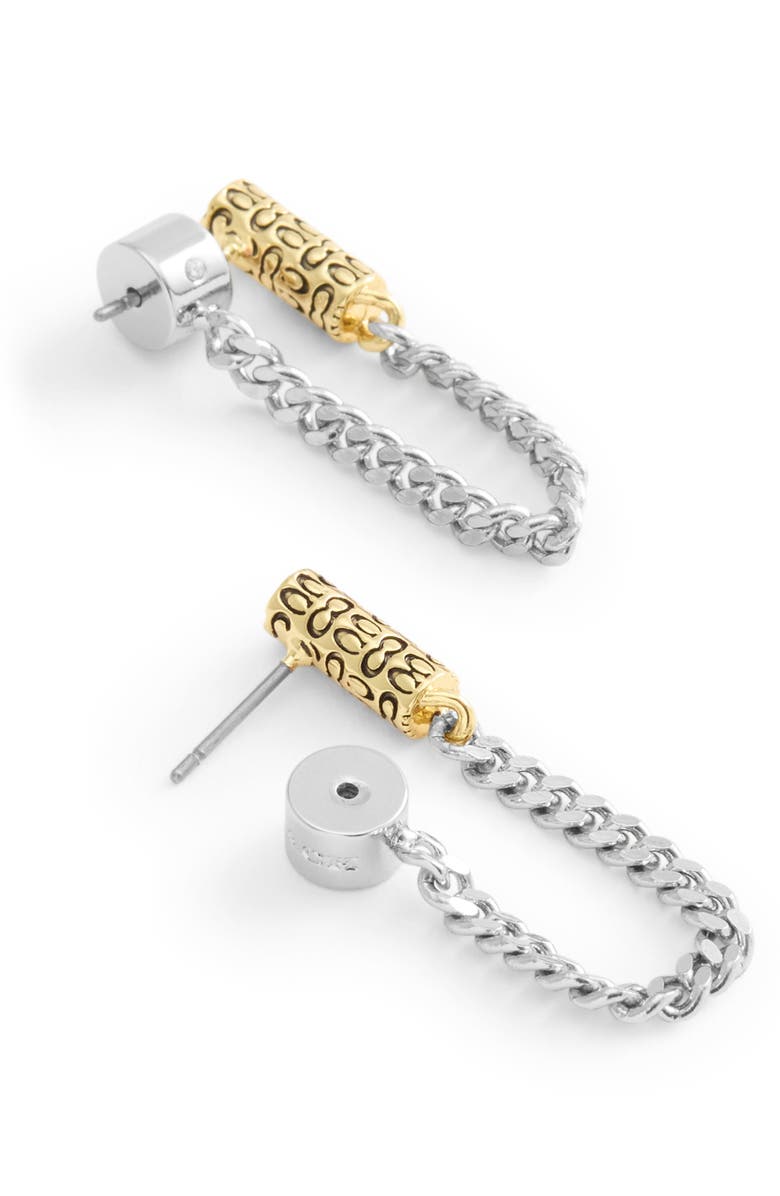 COACH Quilted Tube Front/Back Earrings, Alternate, color, 