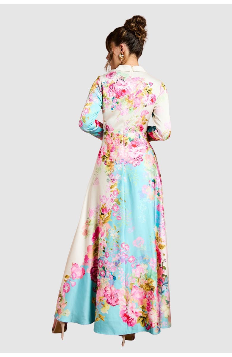 Coast Placement Print Wrap Front Gown, Alternate, color, Multi