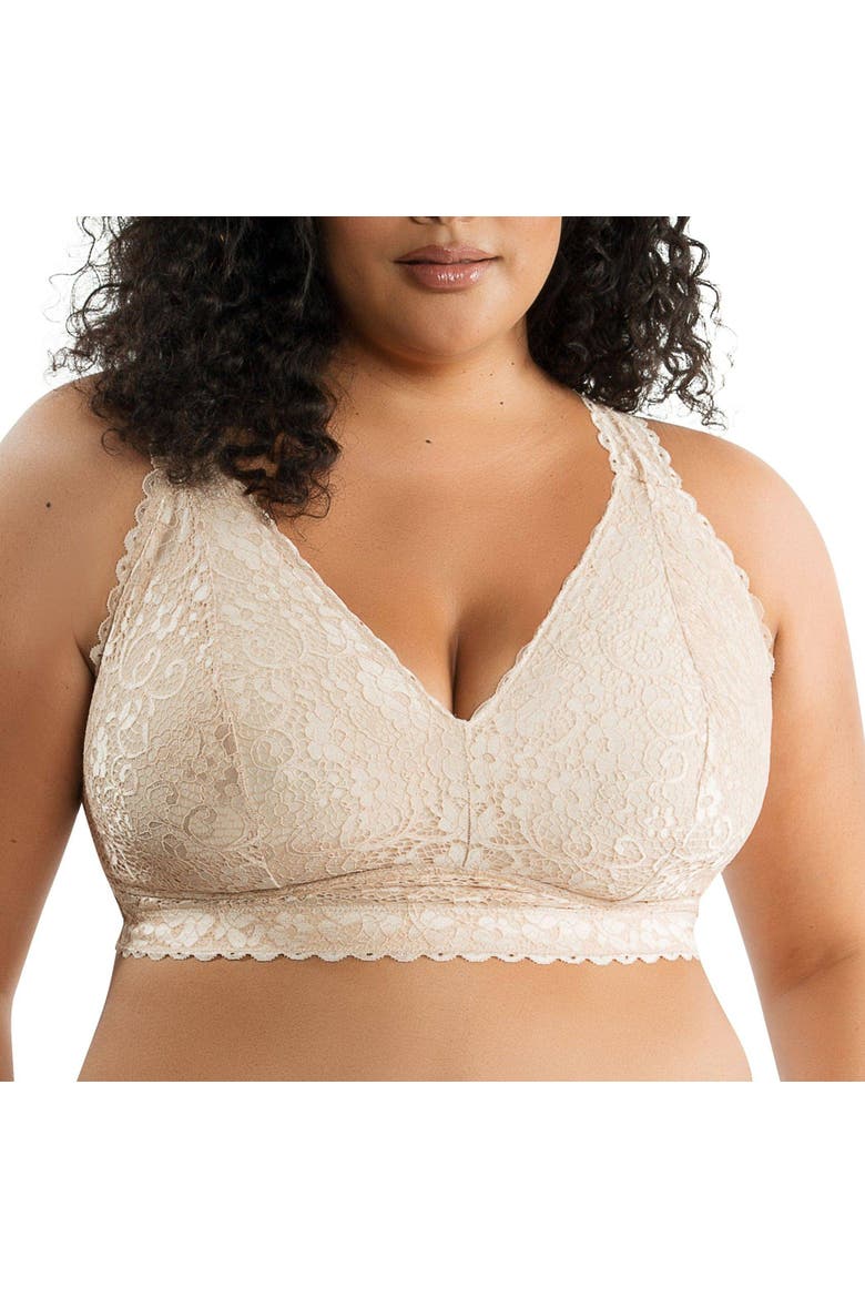 Adriana Wire-Free Lace Bralette, Alternate, color, Bare