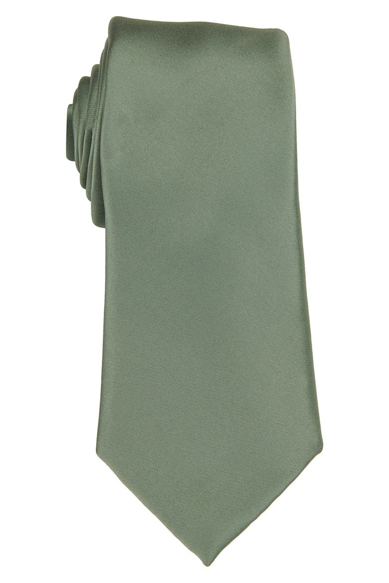 Men's Solid Satin X-Long Tie, Main, color, SAGE