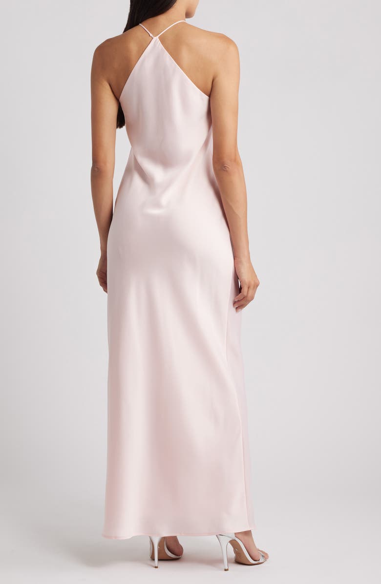 WAYF Araceli Halter Strap Satin Slipdress, Alternate, color, Pale Pink